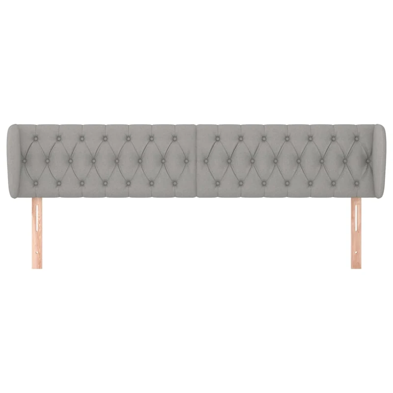 Tête de lit accessoire couchage chambre à coucher meuble capitonné avec rebord latéral 203 x 23 x 78/88 cm tissu gris clair TDL0205159