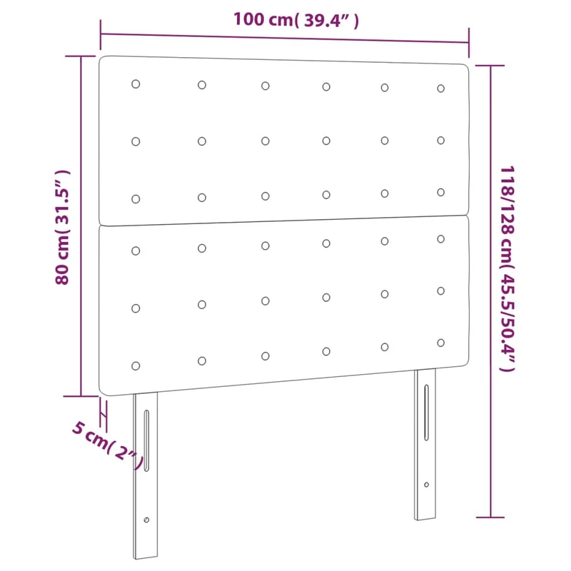 Tête de lit accessoire couchage chambre à coucher meuble capitonné 2 parties 100 x 5 x 78/88 cm tissu velours noir TDL0206268