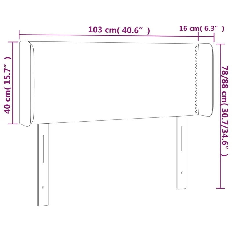 Tête de lit accessoire couchage chambre à coucher meuble avec rebord latéral 103 x 16 x 78/88 cm synthétique blanc TDL0205800