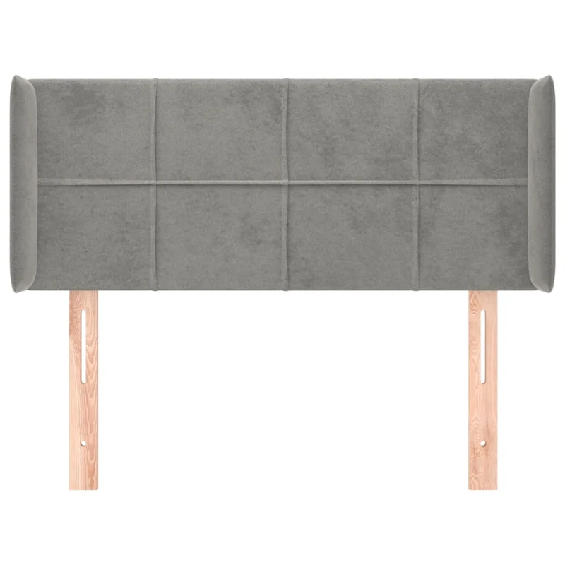 Tête de lit accessoire couchage chambre à coucher meuble avec rebord latéral 103 x 16 x 78/88 cm tissu velours gris clair TDL0205306
