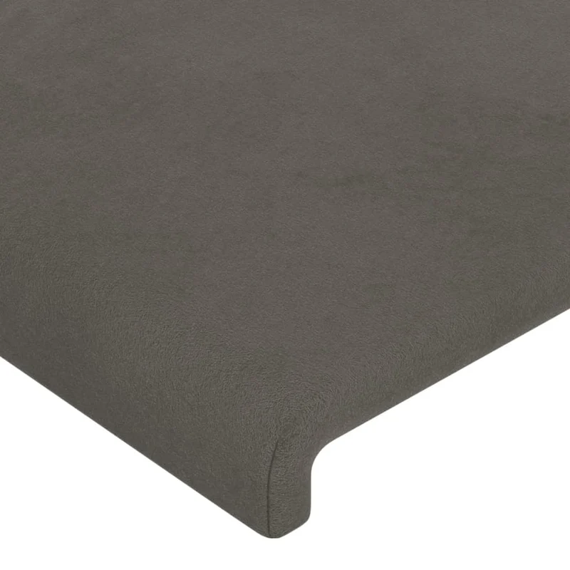 Tête de lit accessoire couchage chambre à coucher meuble avec rebord latéral 203 x 16 x 78/88 cm tissu velours gris foncé TDL0204937