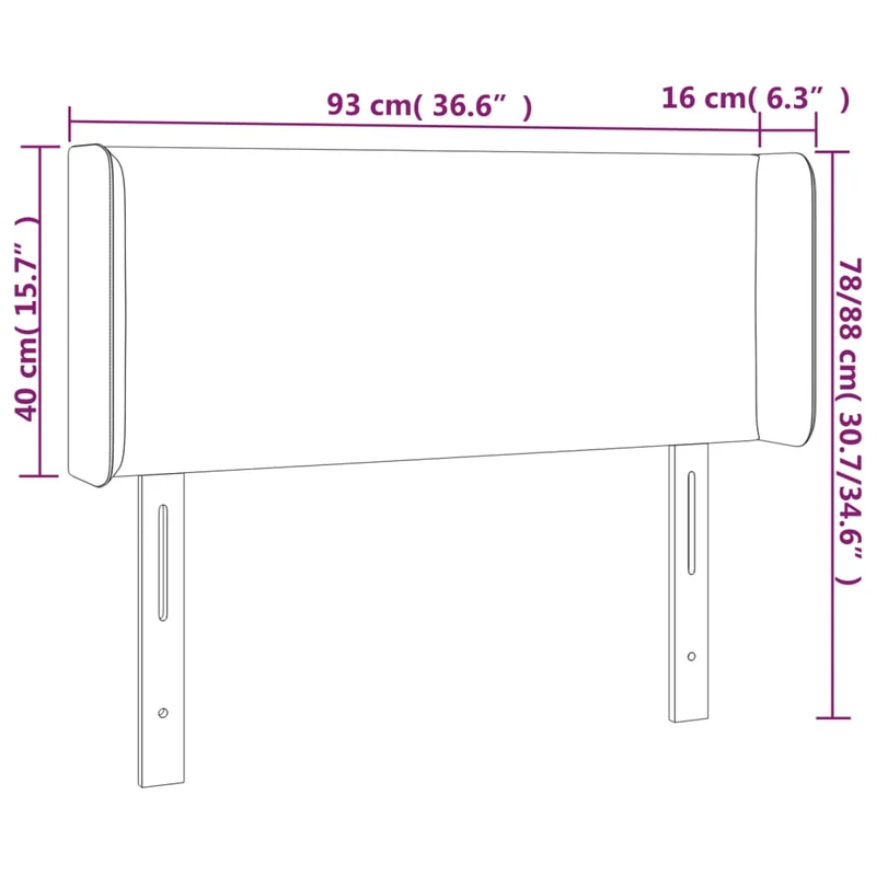 Tête de lit accessoire couchage chambre à coucher meuble avec rebord latéral 93 x 16 x 78/88 cm tissu gris foncé TDL0204867