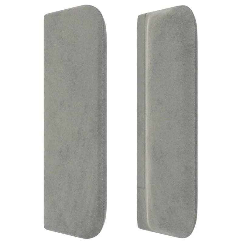 Tête de lit accessoire couchage chambre à coucher meuble capitonné avec rebord latéral 203 x 16 x 78/88 cm tissu velours gris clair TDL0205178