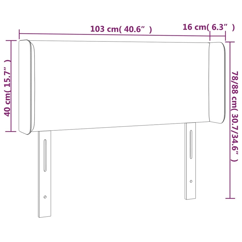 Tête de lit accessoire couchage chambre à coucher meuble avec rebord latéral 103 x 16 x 78/88 cm tissu gris foncé TDL0205064