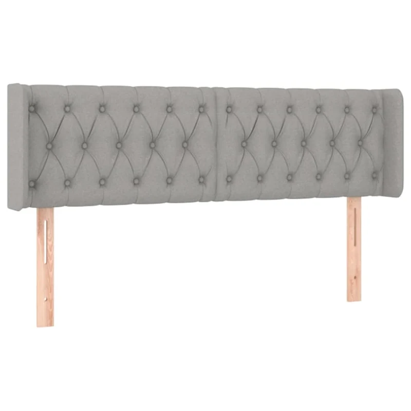 Tête de lit accessoire couchage chambre à coucher meuble capitonné avec rebord latéral 163 x 16 x 78/88 cm tissu gris clair TDL0205226