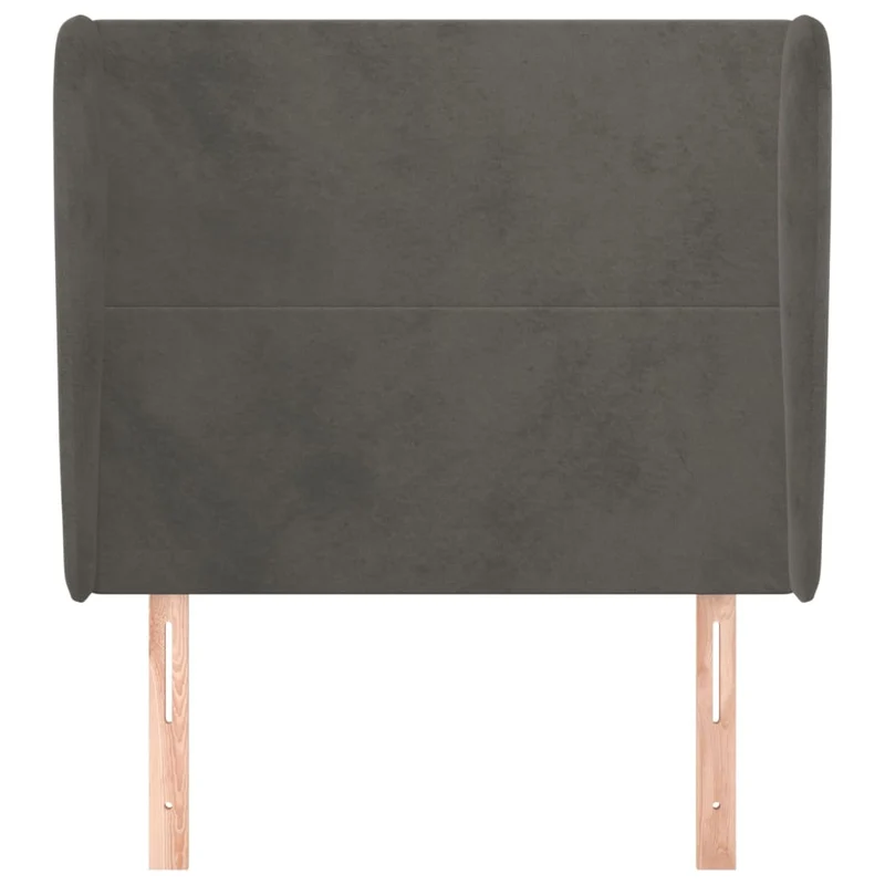 Tête de lit accessoire couchage chambre à coucher meuble avec rebord latéral 103 x 23 x 118/128 cm tissu velours gris foncé TDL0205043