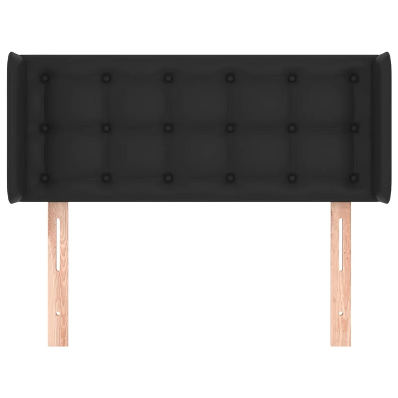 Tête de lit accessoire couchage chambre à coucher meuble capitonné avec rebord latéral 103 x 16 x 78/88 cm synthétique noir TDL0204624