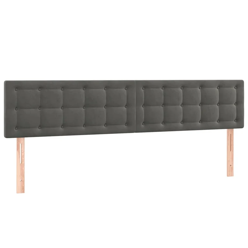 Tête de lit accessoire couchage chambre à coucher meuble capitonné 2 parties 100 x 5 x 78/88 cm tissu velours gris foncé TDL0206375