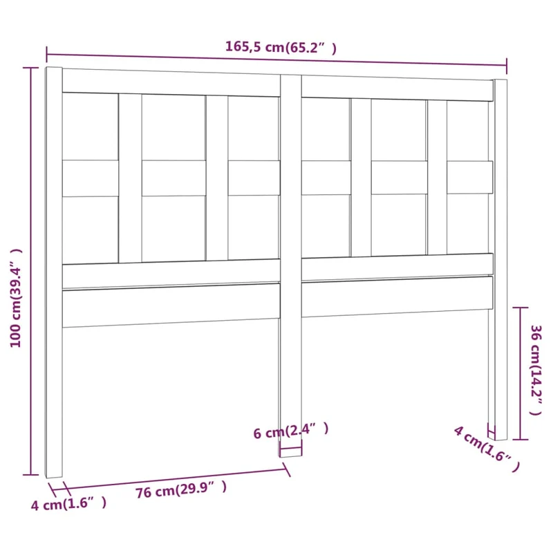 Tête de lit accessoire couchage chambre à coucher meuble 165,5 x 4 x 100 cm bois de pin blanc TDL0203799