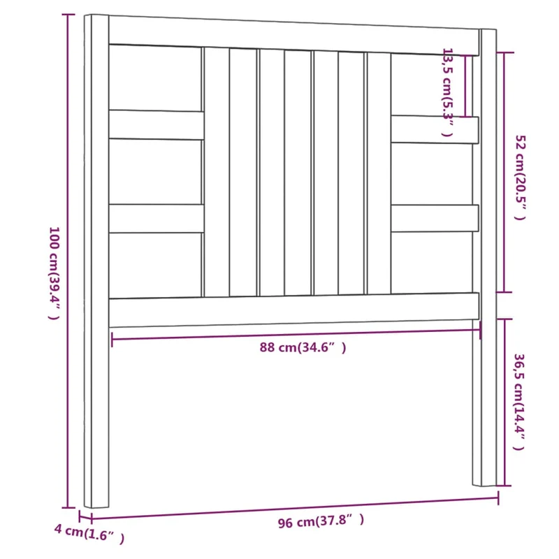 Tête de lit accessoire couchage chambre à coucher meuble 96 x 4 x 100 cm bois de pin massif TDL0205874
