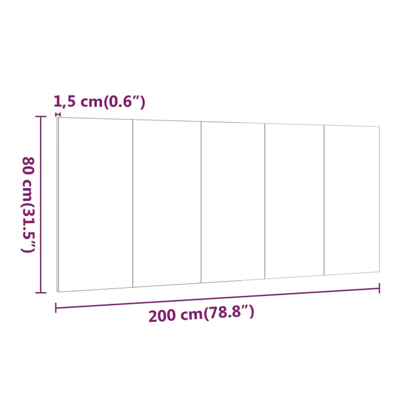 Tête de lit accessoire couchage chambre à coucher meuble 200 x 1,5 x 80 cm MDF blanc TDL0203635