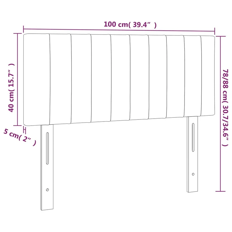 Tête de lit accessoire couchage chambre à coucher meuble 100 x 5 x 78/88 cm tissu gris clair TDL0203230