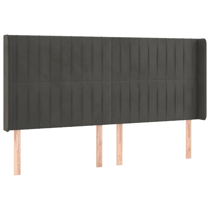 Tête de lit accessoire couchage chambre à coucher meuble à LED 203 x 16 x 118/128 cm tissu velours gris foncé TDL0201060