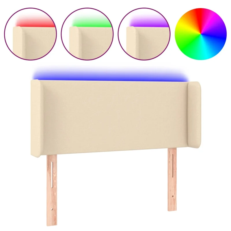 Tête de lit accessoire couchage chambre à coucher meuble à LED 93 x 16 x 78/88 cm tissu crème TDL0201517