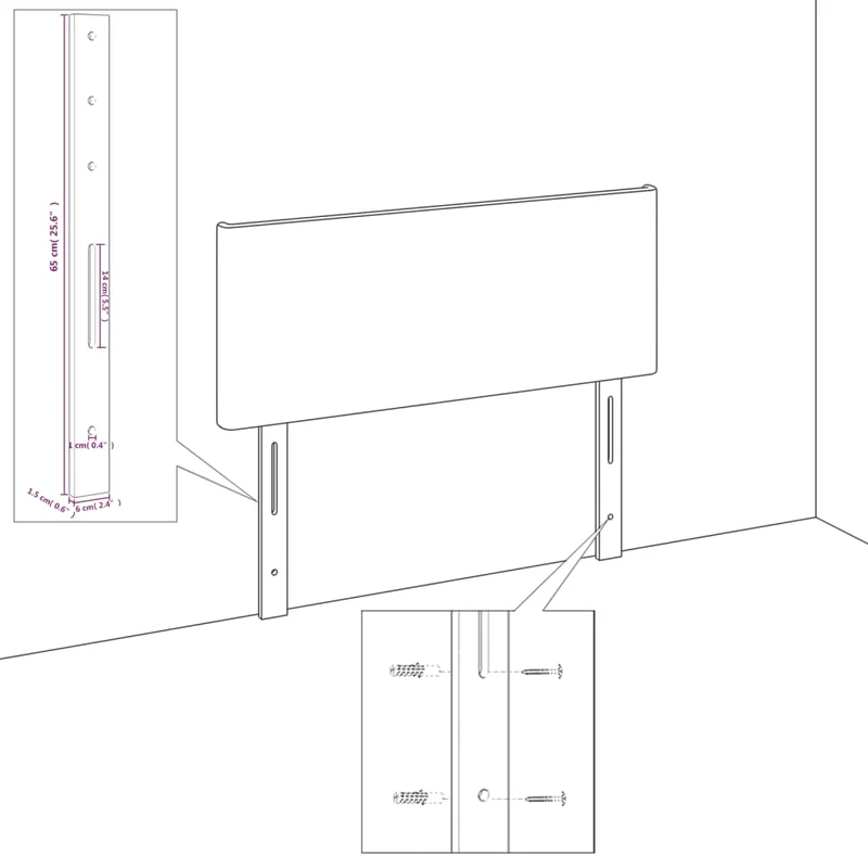 Tête de lit accessoire couchage chambre à coucher meuble 100 x 5 x 78/88 cm tissu gris clair TDL0203235