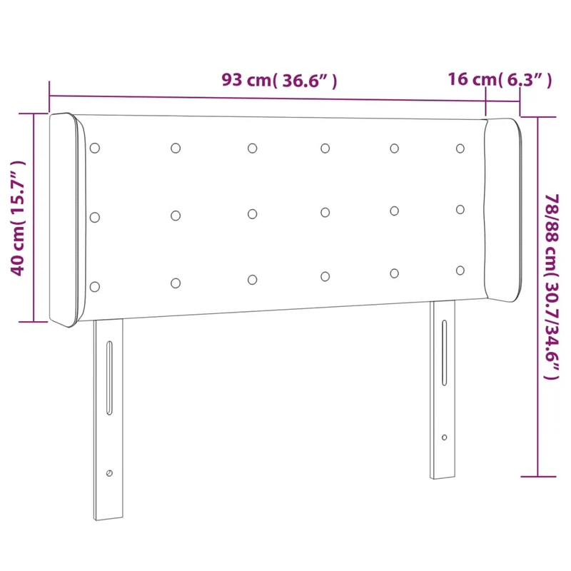 Tête de lit accessoire couchage chambre à coucher meuble à LED 93 x 16 x 78/88 cm tissu gris foncé TDL0200976