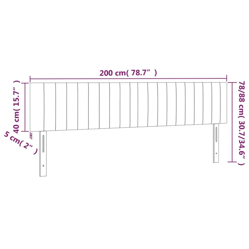 Tête de lit accessoire couchage chambre à coucher meuble à LED 200 x 5 x 78/88 cm tissu velours gris foncé TDL0201076
