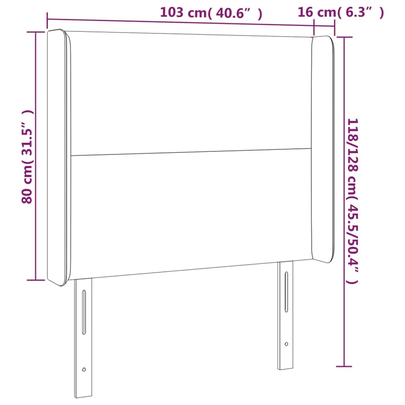 Tête de lit accessoire couchage chambre à coucher meuble à LED 103 x 16 x 118/128 cm synthétique noir TDL0200741