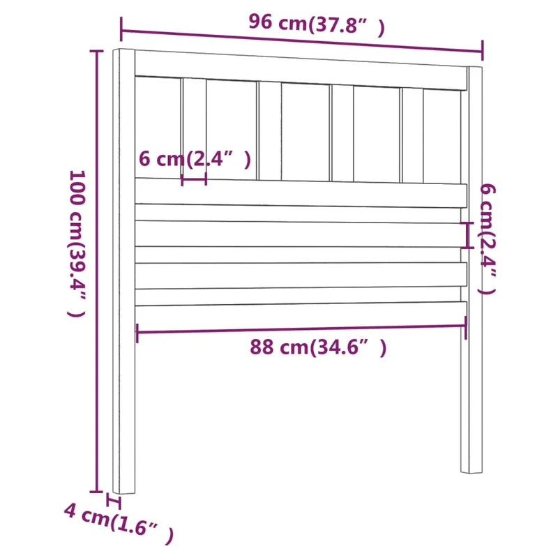 Tête de lit accessoire couchage chambre à coucher meuble 96 x 4 x 100 cm bois de pin gris TDL0203246