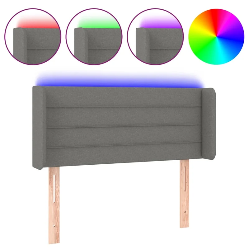Tête de lit accessoire couchage chambre à coucher meuble à LED 83 x 16 x 78/88 cm tissu gris foncé TDL0201020