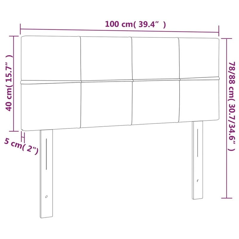 Tête de lit accessoire couchage chambre à coucher meuble à LED 100 x 5 x 78/88 cm tissu velours gris foncé TDL0201192
