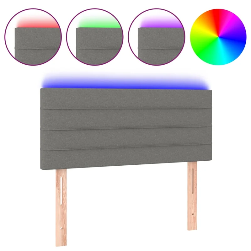 Tête de lit accessoire couchage chambre à coucher meuble à LED 90 x 5 x 78/88 cm tissu gris foncé TDL0201000