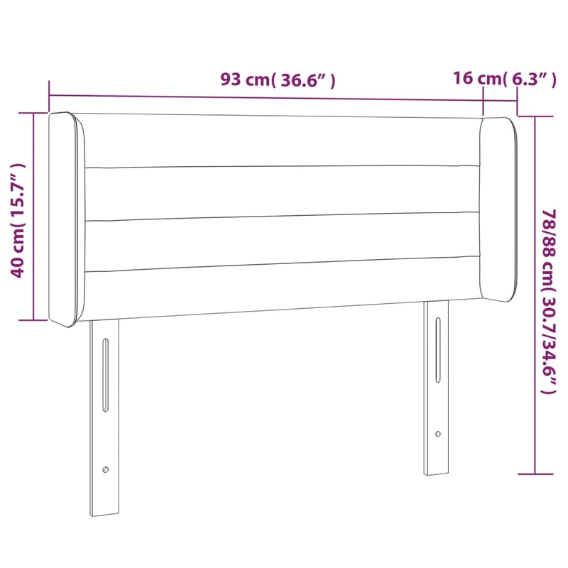 Tête de lit accessoire couchage chambre à coucher meuble à LED 93 x 16 x 78/88 cm tissu gris foncé TDL0200981
