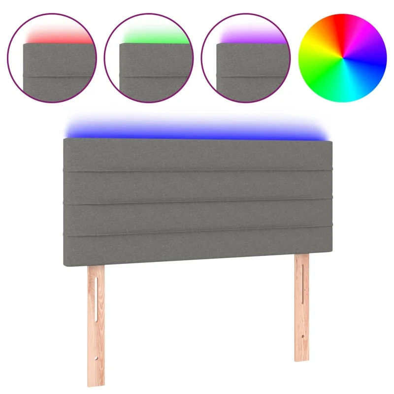 Tête de lit accessoire couchage chambre à coucher meuble à LED 100 x 5 x 78/88 cm tissu gris foncé TDL0201201