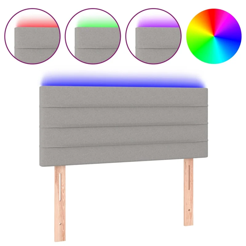 Tête de lit accessoire couchage chambre à coucher meuble à LED 100 x 5 x 78/88 cm tissu gris clair TDL0201454