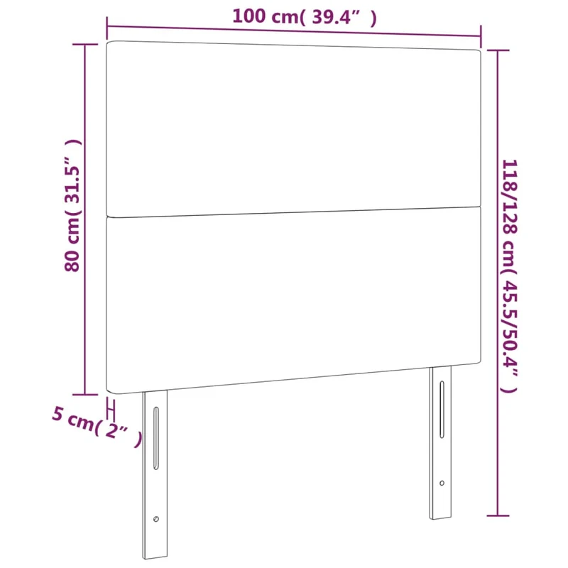 Tête de lit accessoire couchage chambre à coucher meuble à LED 100 x 5 x 118/128 cm tissu gris clair TDL0201463