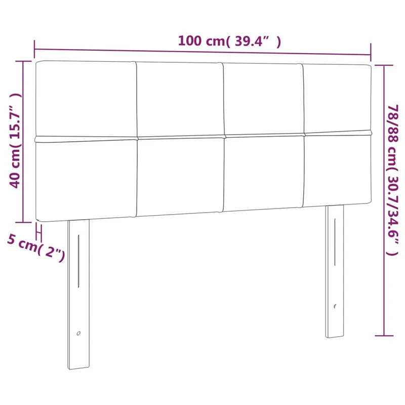 Tête de lit accessoire couchage chambre à coucher meuble à LED 100 x 5 x 78/88 cm tissu velours gris clair TDL0201443