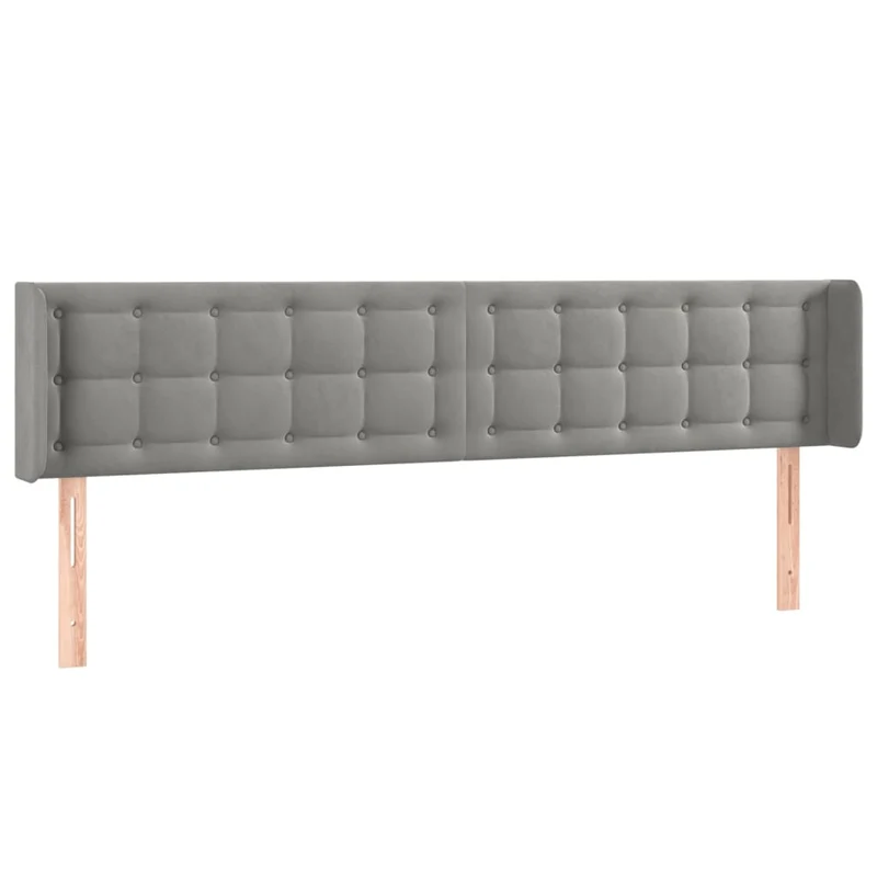 Tête de lit accessoire couchage chambre à coucher meuble à LED 203 x 16 x 78/88 cm tissu velours gris clair TDL0201286