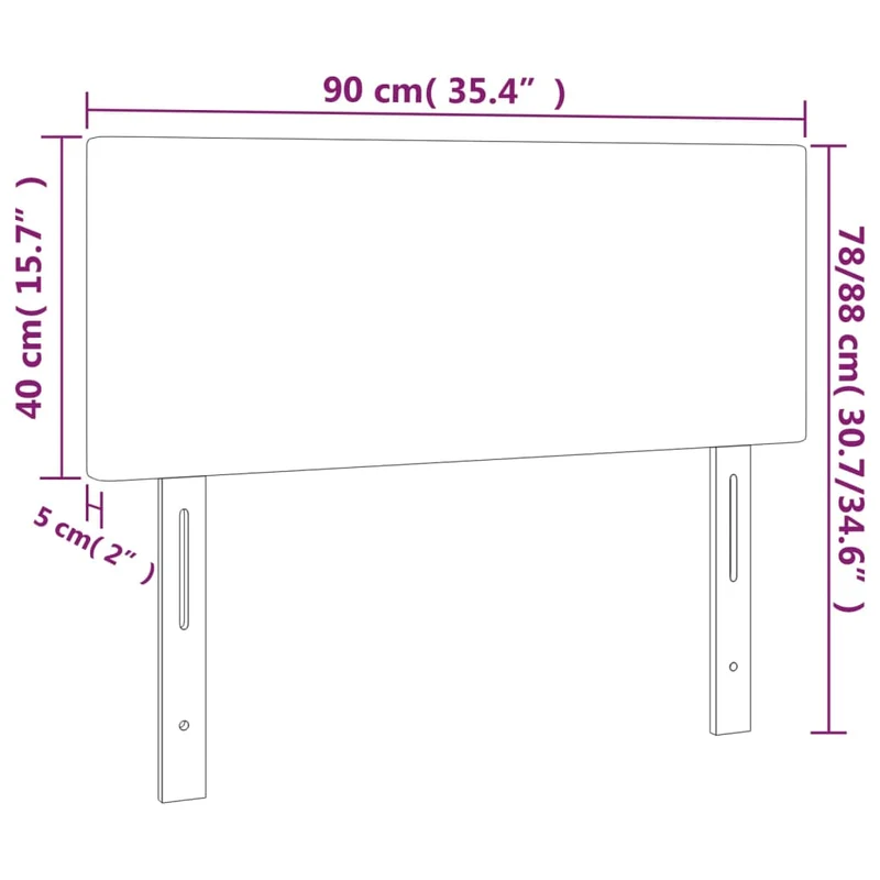 Tête de lit accessoire couchage chambre à coucher meuble à LED 90 x 5 x 78/88 cm tissu gris foncé TDL0200999