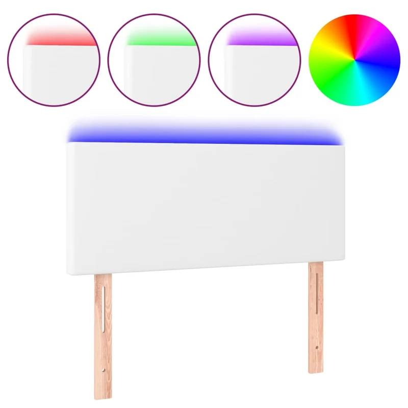 Tête de lit accessoire couchage chambre à coucher meuble à LED 100 x 5 x 78/88 cm synthétique blanc TDL0201950