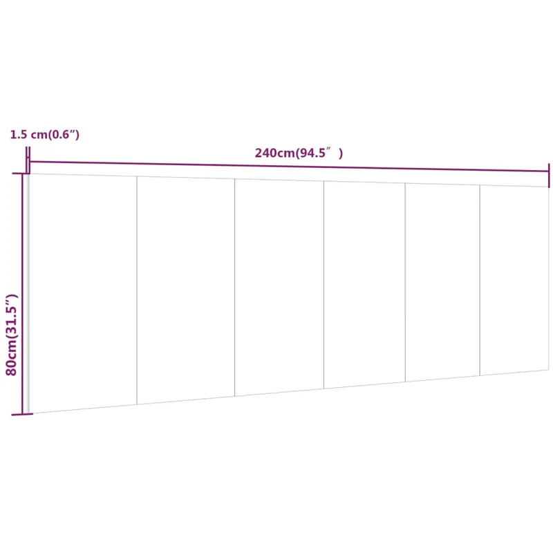Tête de lit accessoire couchage chambre à coucher meuble murale 240 x 1,5 x 80 cm MDF chêne TDL0202675