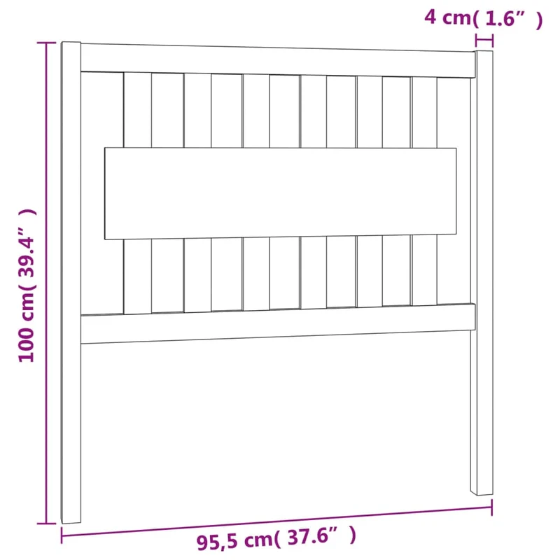Tête de lit accessoire couchage chambre à coucher meuble 95,5 x 4 x 100 cm bois de pin noir TDL0202063