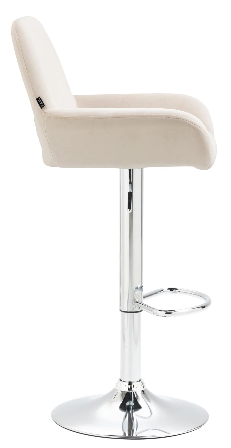 Tabouret de bar en velours rembourré crème base trompette métal chromée TDB10429