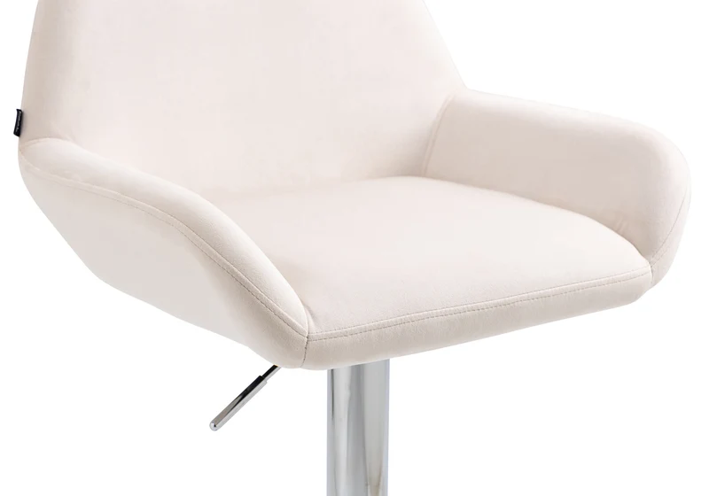 Tabouret de bar en velours rembourré crème base trompette métal chromée TDB10429