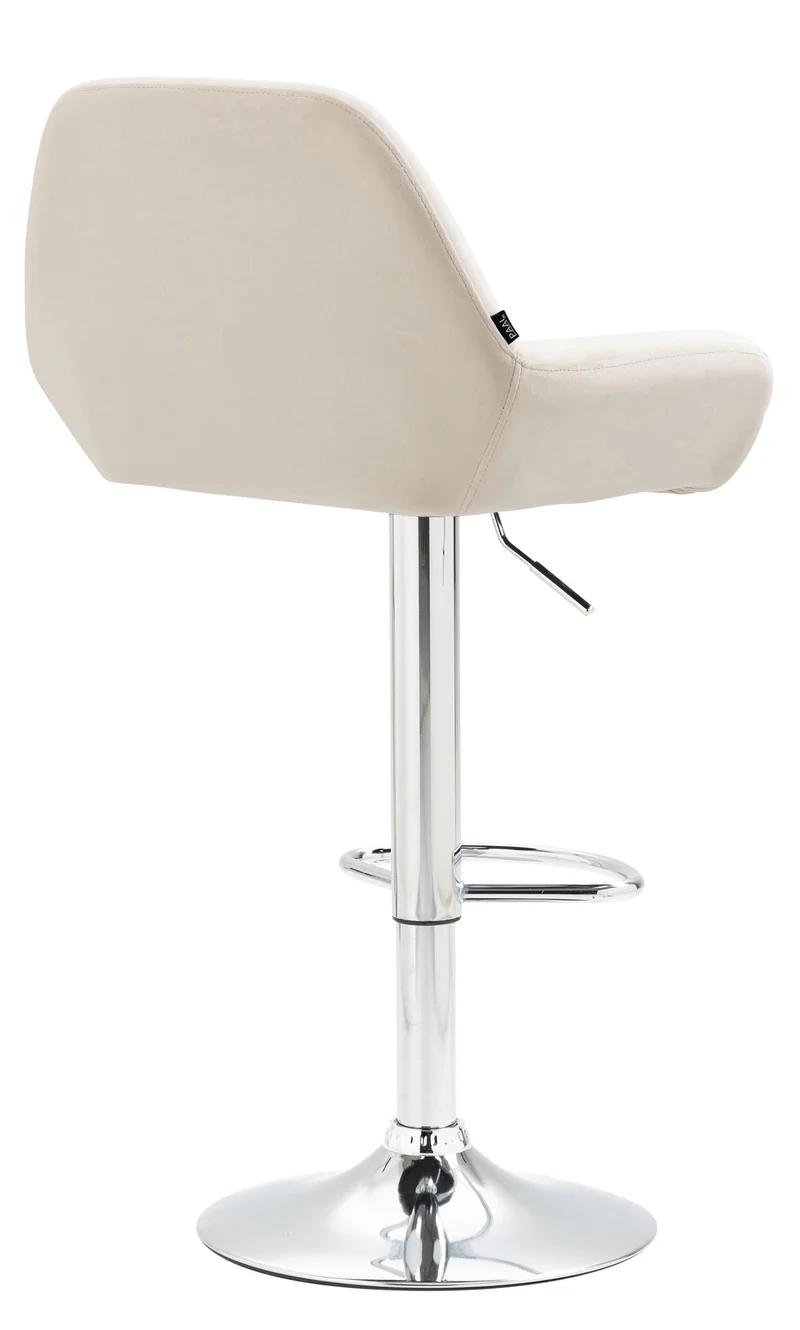 Tabouret de bar en velours rembourré crème base trompette métal chromée TDB10429