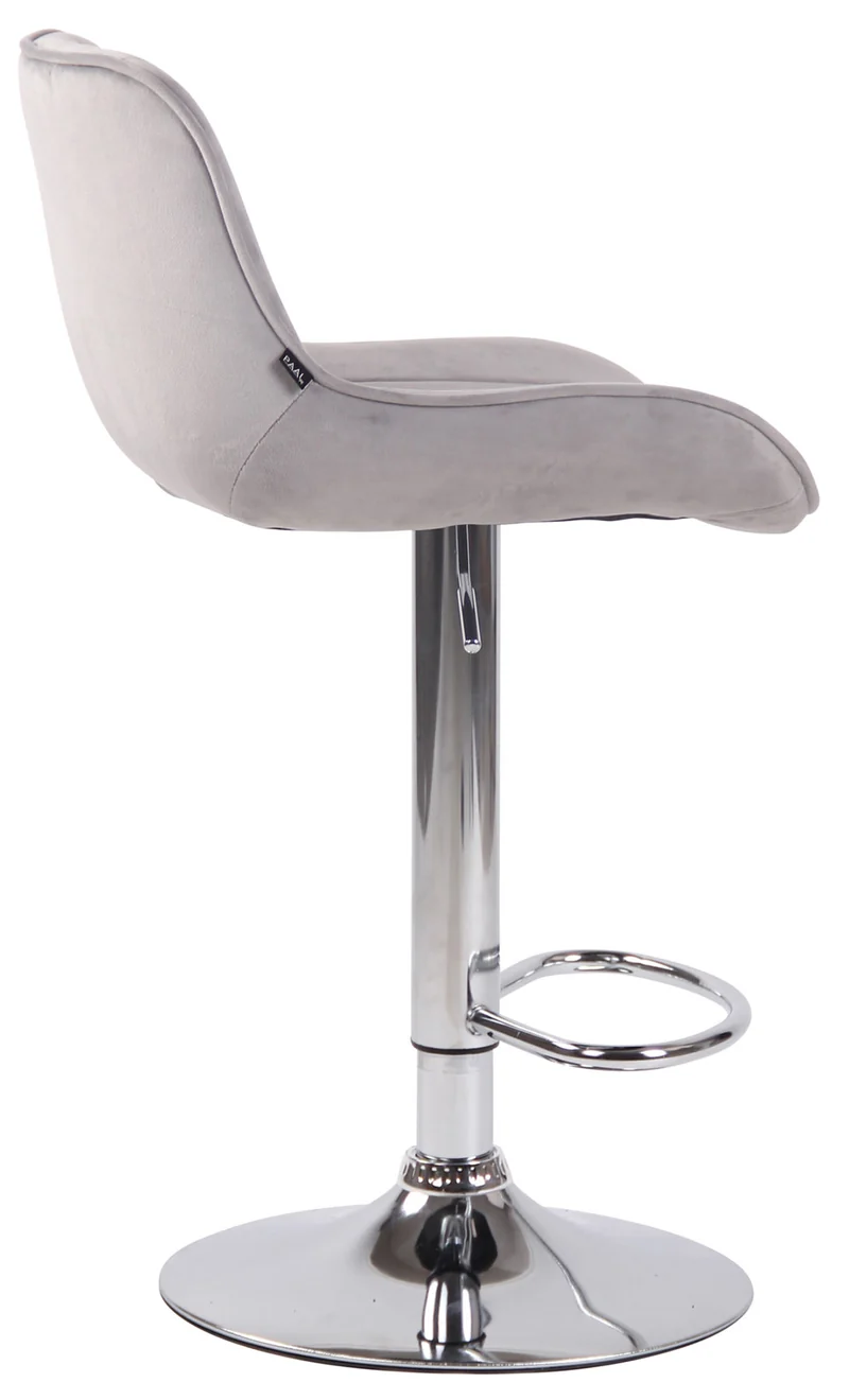 Lot de 2 tabourets de bar moderne confortable réglable en velours gris clair pied trompette métal TDB10395
