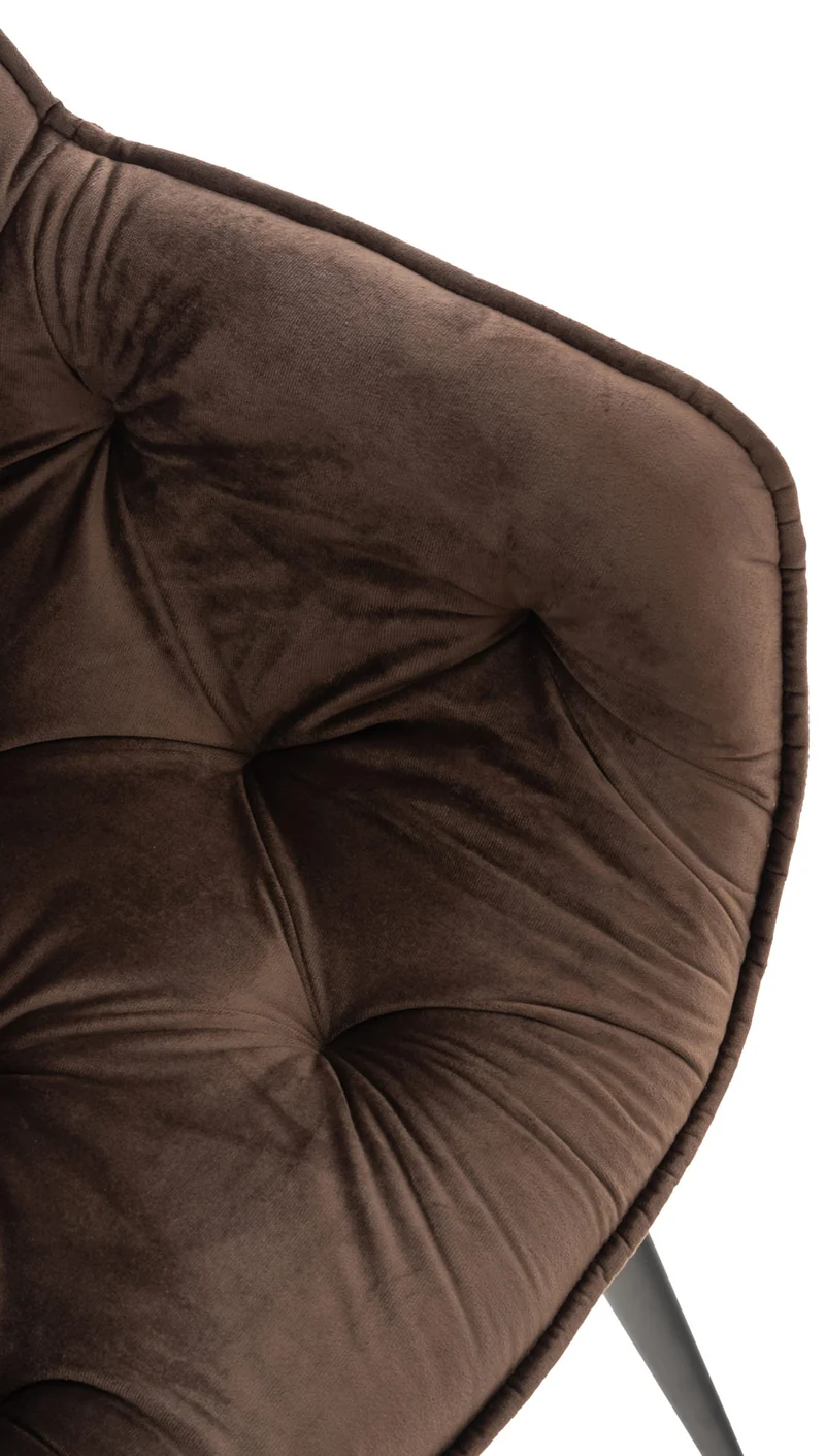 Chaise de coiffeuse salon bureau rembourré confortable et moderne capitonné velours marron FAL10533