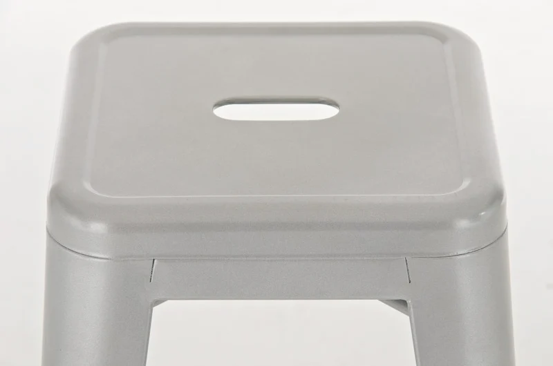 Lot de 2 tabourets de bar style industriel en métal avec repose-pieds gris TDB10118