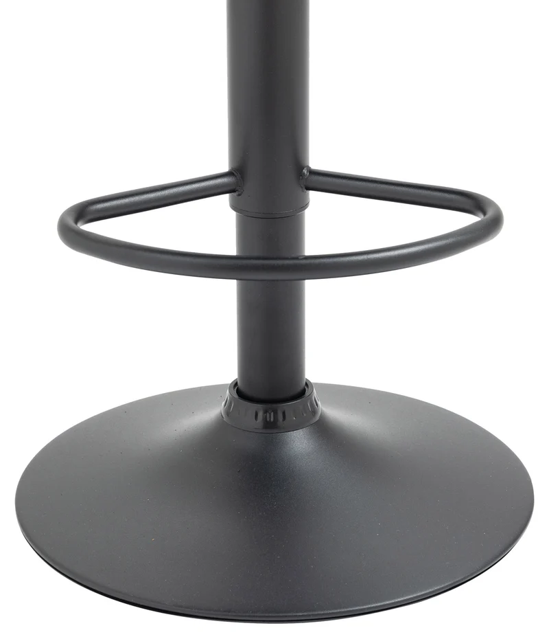 Tabouret de bar en velours rembourré gris base trompette métal noir mat TDB10420