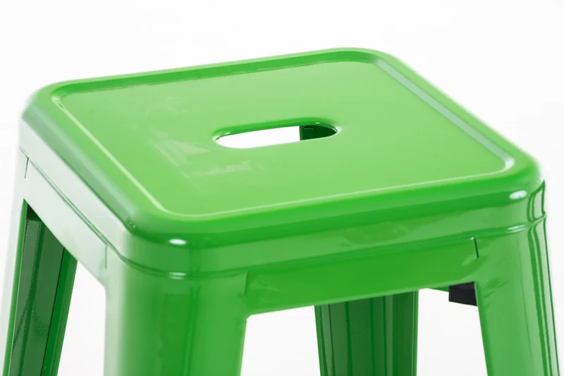 Tabouret de bar empilable avec repose-pieds design industriel factory métal vert TDB10406