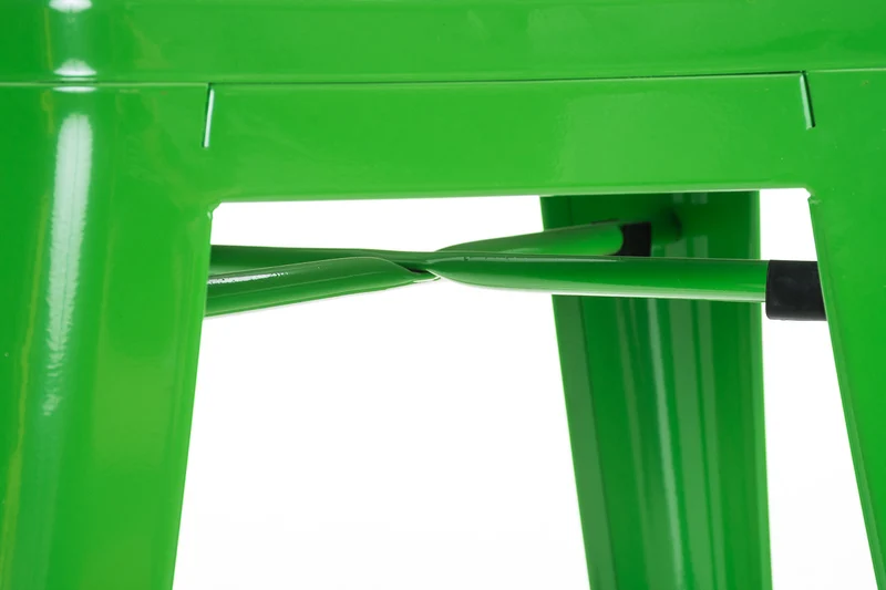 Tabouret de bar empilable avec repose-pieds design industriel factory métal vert TDB10406