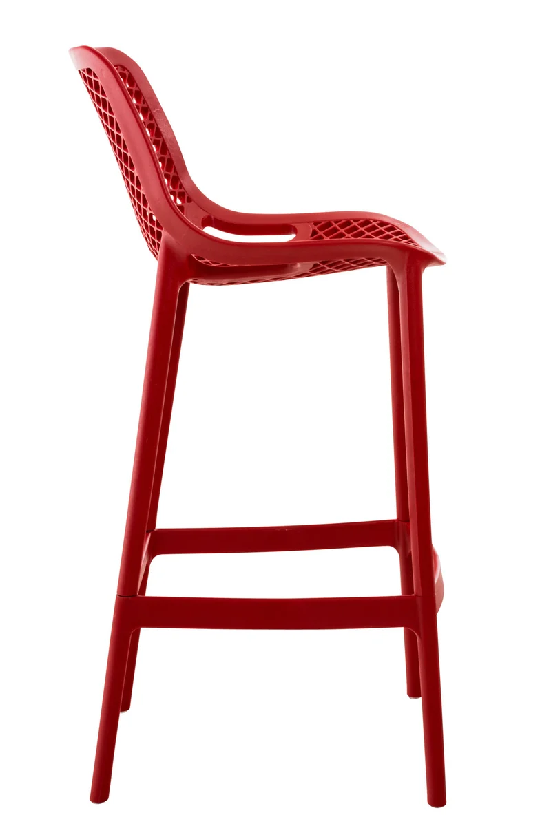 Tabouret de bar avec repose-pieds design moderne plastique rouge intérieur ou extérieur 10_0000668