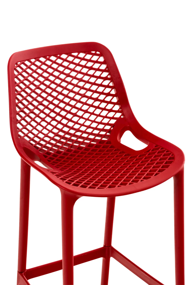 Tabouret de bar avec repose-pieds design moderne plastique rouge intérieur ou extérieur 10_0000668