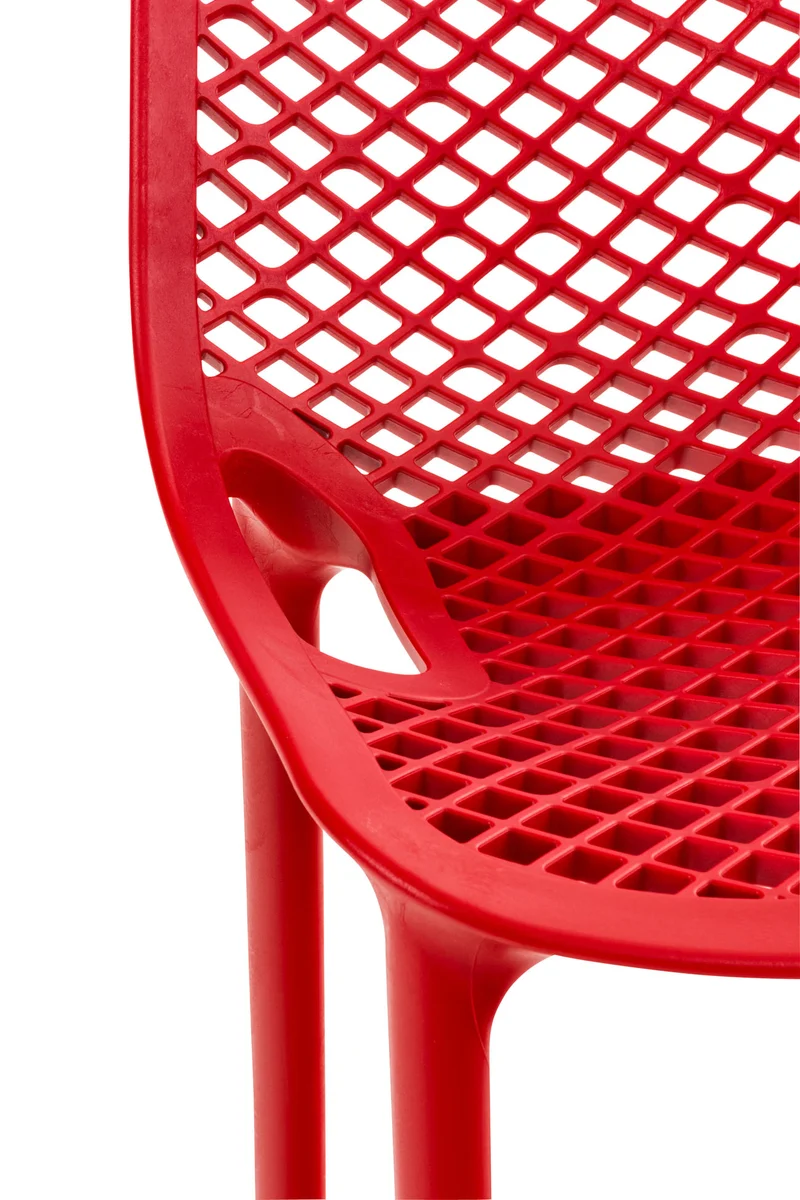 Tabouret de bar avec repose-pieds design moderne plastique rouge intérieur ou extérieur 10_0000668