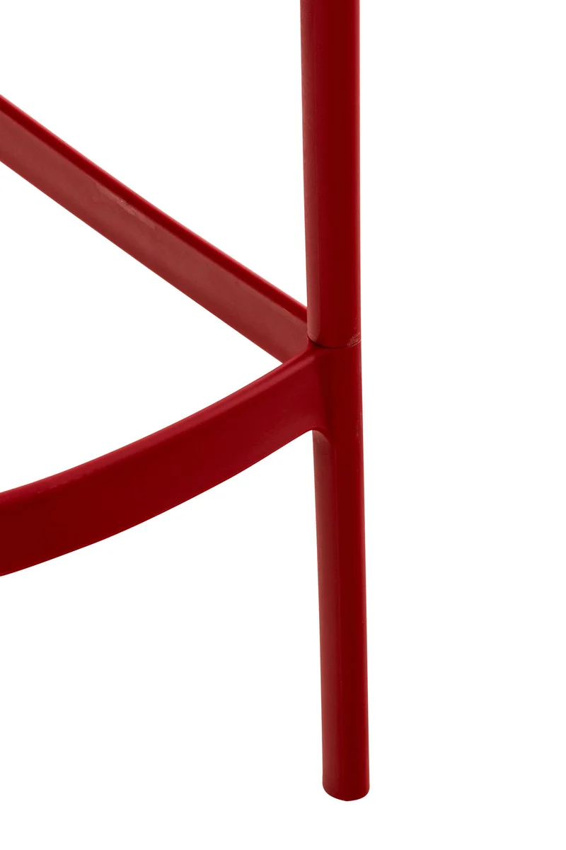 Tabouret de bar avec repose-pieds design moderne plastique rouge intérieur ou extérieur 10_0000668