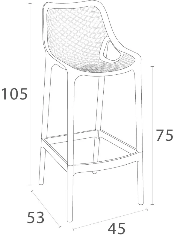 Tabouret de bar avec repose-pieds design moderne plastique rouge intérieur ou extérieur 10_0000668